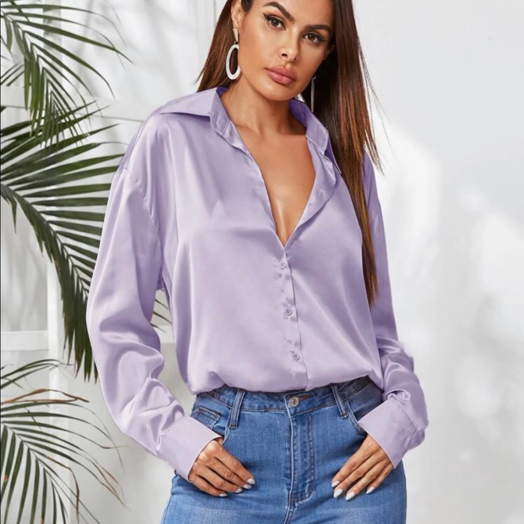Lavender Silky Button Down